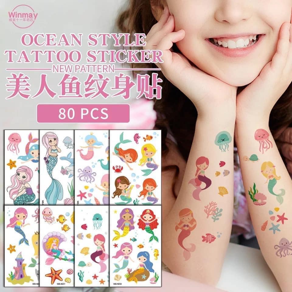 Set 10 tấm hình xăm (100 hình) tatto siêu cute cho bé ...